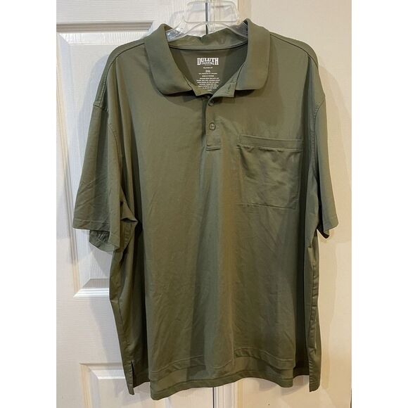Duluth Trading Co Button MensPolo Short Sleeve Performance 2XL Relaxed Fit Green - Picture 1 of 5